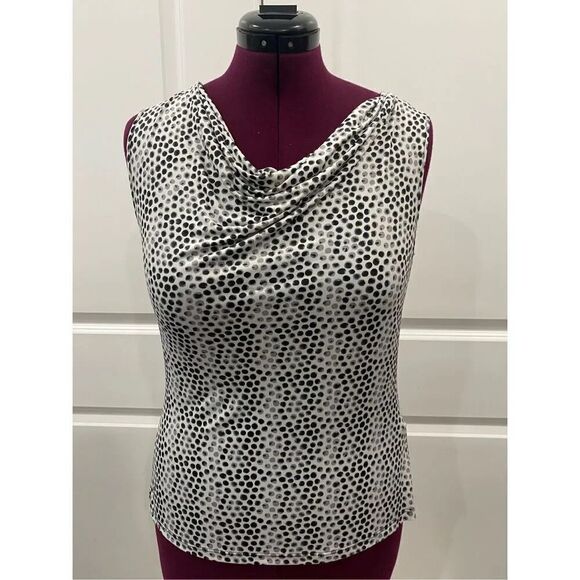 Essentials By Milano Spotted Cowl Neck Top Size medium - Picture 1 of 8